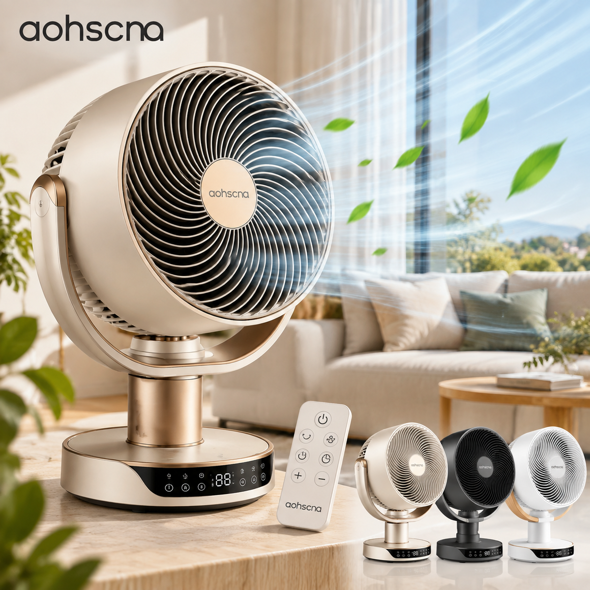 aohscna Premium Smart Air Circulator Fan – Ultra Quiet 3D Airflow Cooling Fan for Whole Room Comfort