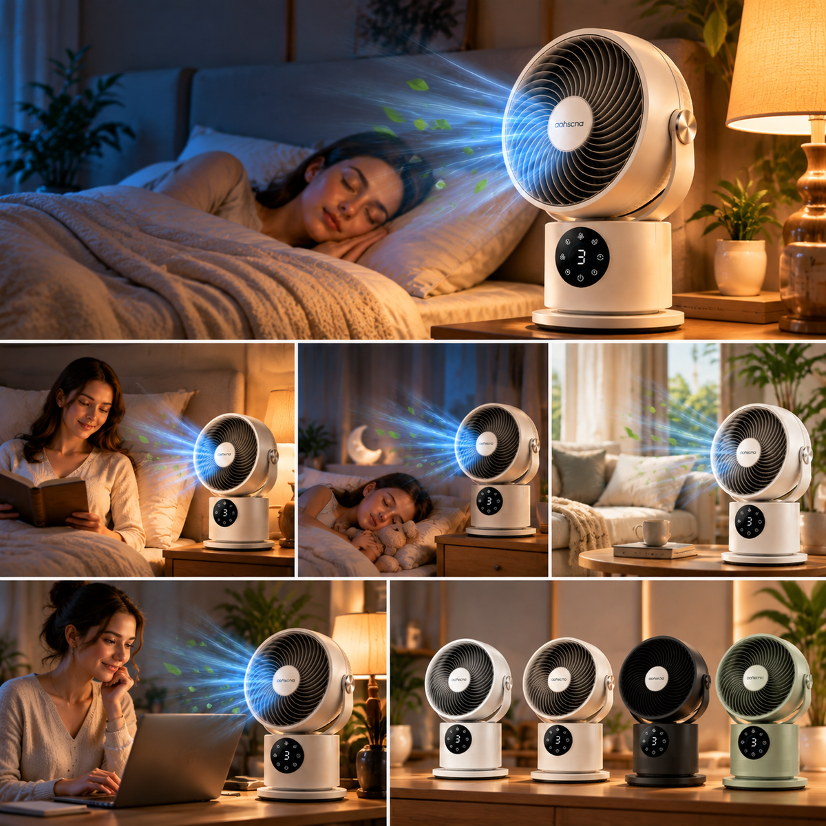aohscna Premium Sleep Fan – Ultra Quiet Smart Cooling Fan with Natural Breeze Technology for Restful Sleep
