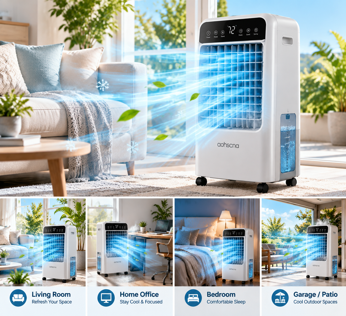 aohscna Premium Smart Air Cooler – Advanced Evaporative Cooling System with Powerful Airflow & Intelligent Control