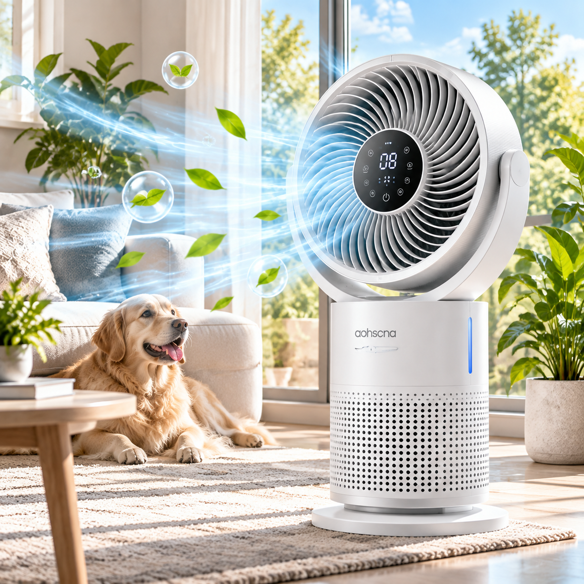 aohscna Premium Air Purifying Fan – Smart HEPA Air Cleaner with Powerful Air Circulation & Quiet Cooling